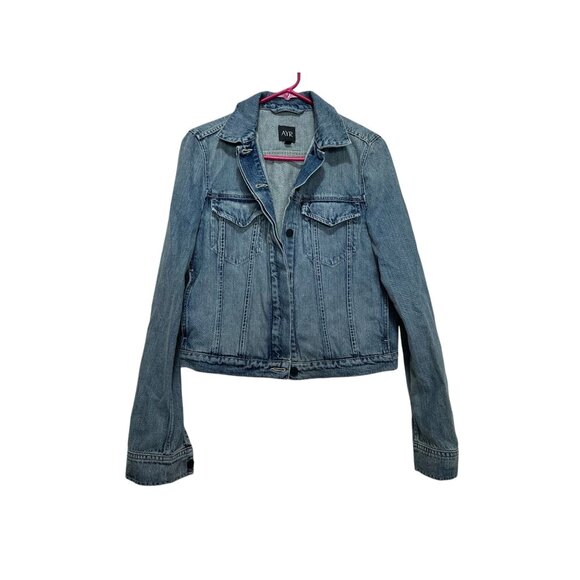 AYR Ride or Fly Denim Jacket Womens Medium Blue Cotton Casual Trucker Oversized - Picture 1 of 16